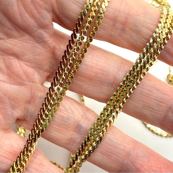 1928 Jewelry Co Gold Tone Triple Strand Chain Necklace - Picture 4 of 6